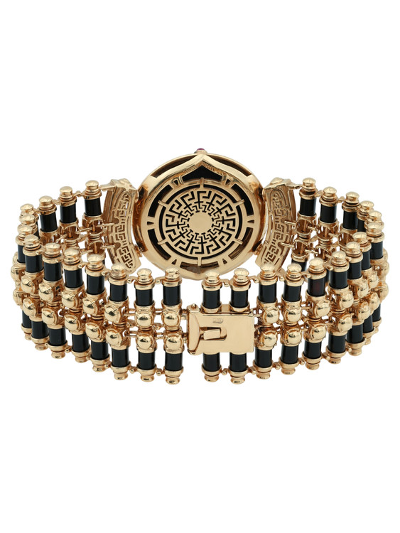 Браслет из золота c эмалью, ониксом и рубином