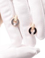 Серьги из золота 585 пробы c бриллиантами и ониксом