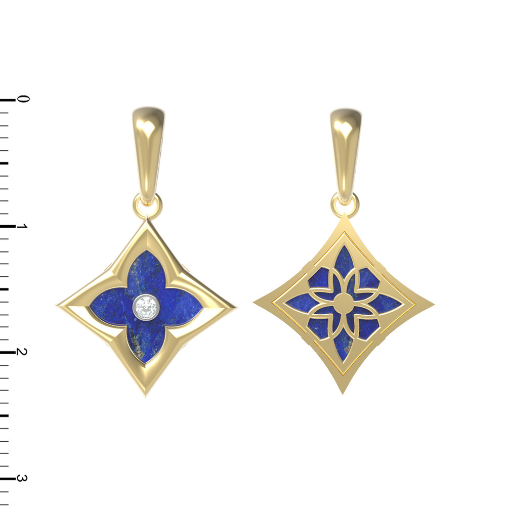 Подвеска из лимонного золота c бриллиантами и лазуритом