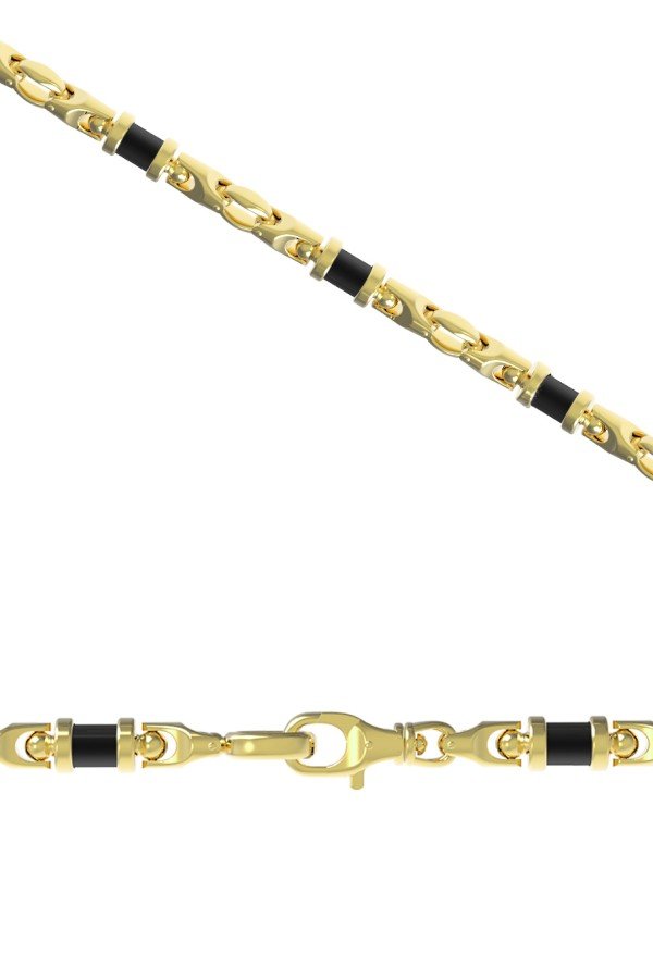 Цепь из лимонного золота c ониксом