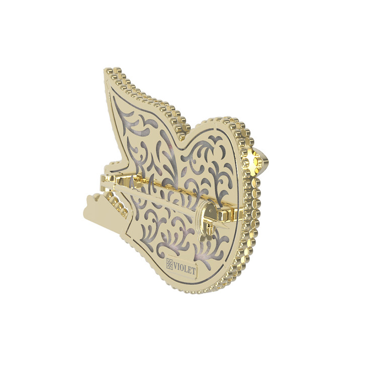 Брошь из лимонного золота c эмалью и перламутром