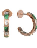 Серьги из золота 585 пробы c бриллиантами и малахитом