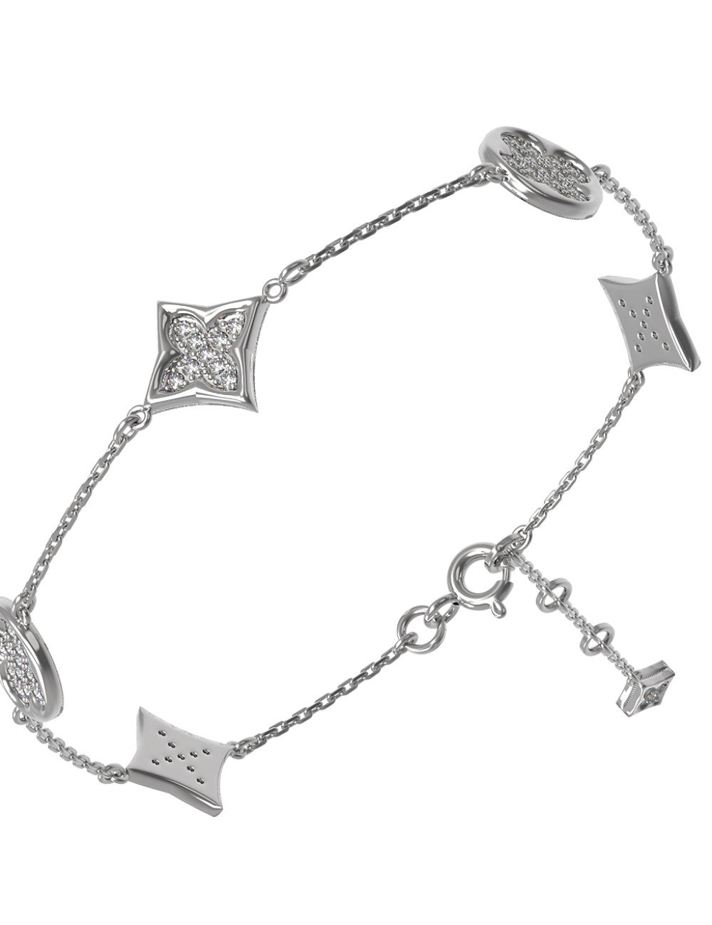 Браслет из белого золота 585 пробы c бриллиантами