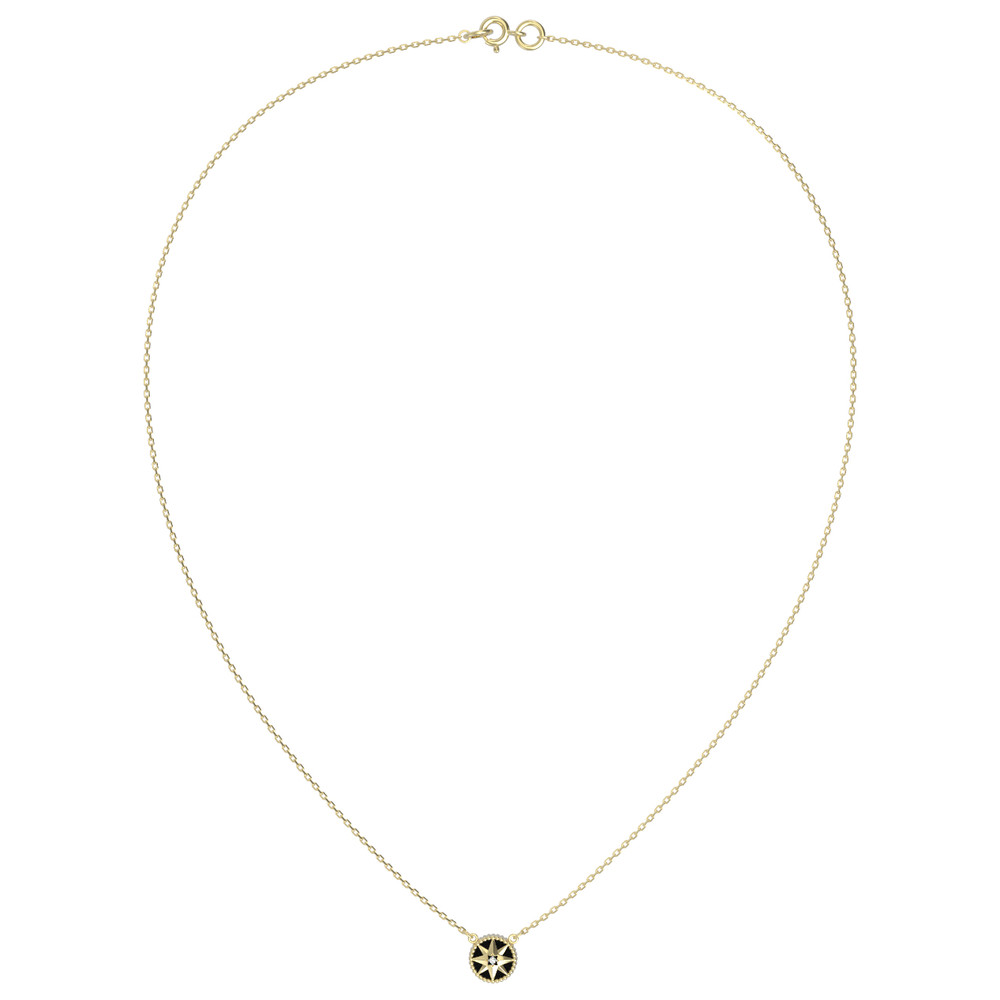 Колье из лимонного золота c бриллиантами и ониксом