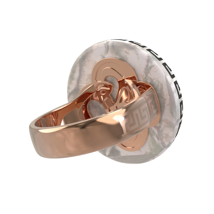 Кольцо из золота c эмалью и перламутром