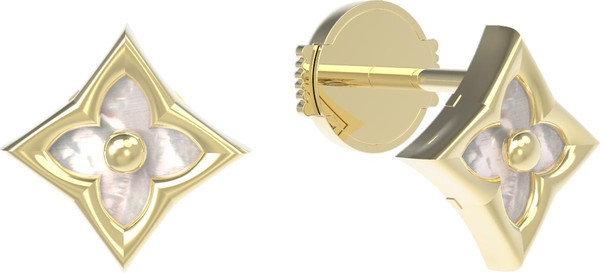 Серьги из лимонного золота c перламутром