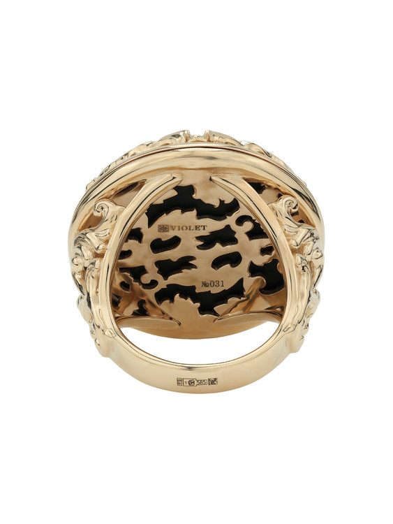 Кольцо из золота c эмалью и ониксом