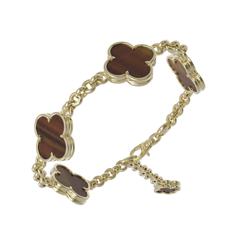 Браслет из лимонного золота c тигровым глазом