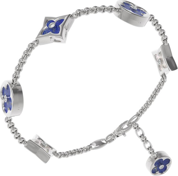 Браслет из белого золота c бриллиантами, лазуритом и перламутром