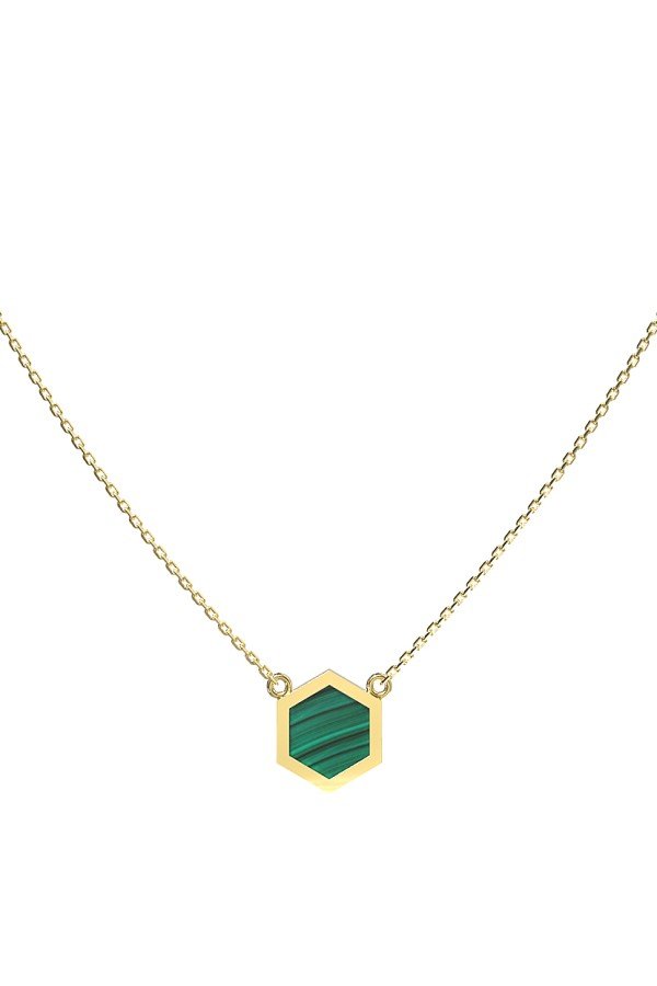 Колье из лимонного золота c малахитом