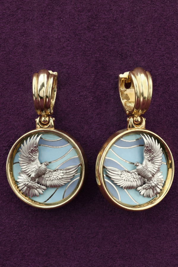 Серьги из лимонного золота c эмалью