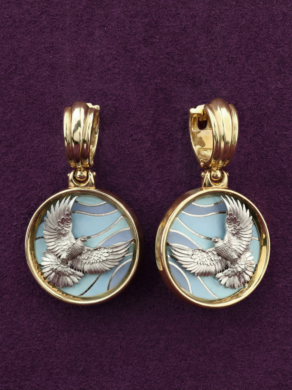 Серьги из лимонного золота c эмалью