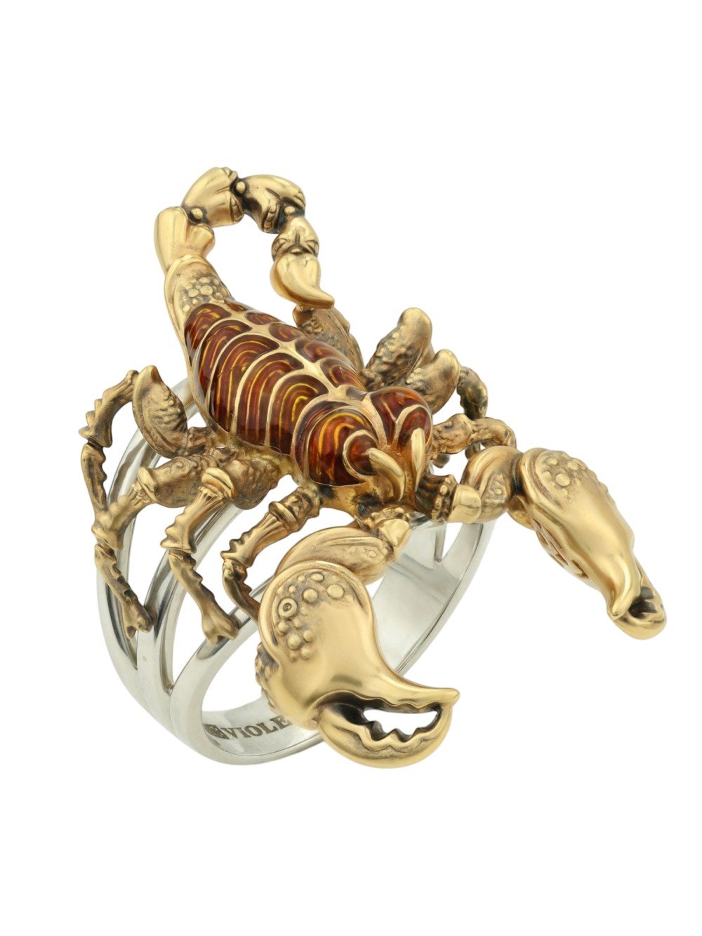 Кольцо из лимонного золота c эмалью