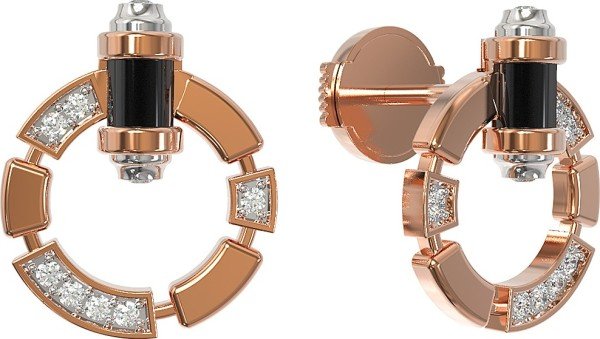 Серьги из золота 585 пробы c бриллиантами и ониксом