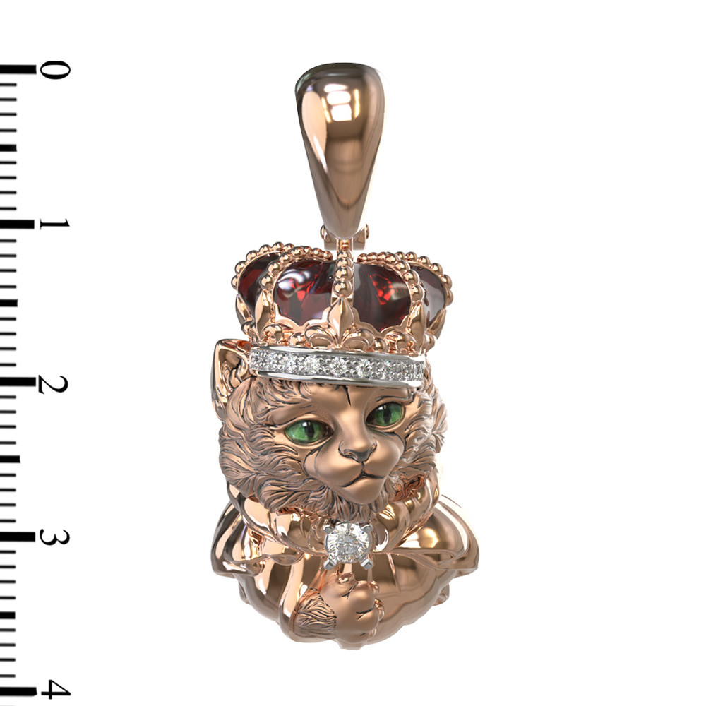 Подвеска из золота c эмалью, бриллиантами и рубином