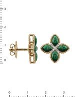 Серьги из золота 585 пробы c бриллиантами и малахитом