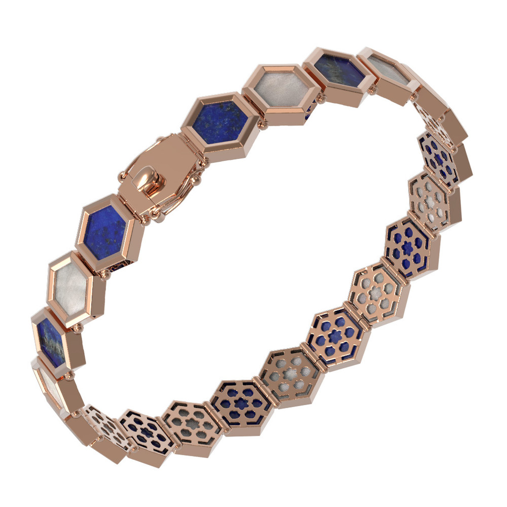 Браслет из золота c лазуритом и перламутром