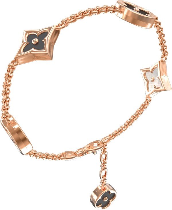 Браслет из золота 585 пробы c ониксом и перламутром