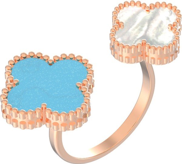 Кольцо из золота c бирюзой и перламутром