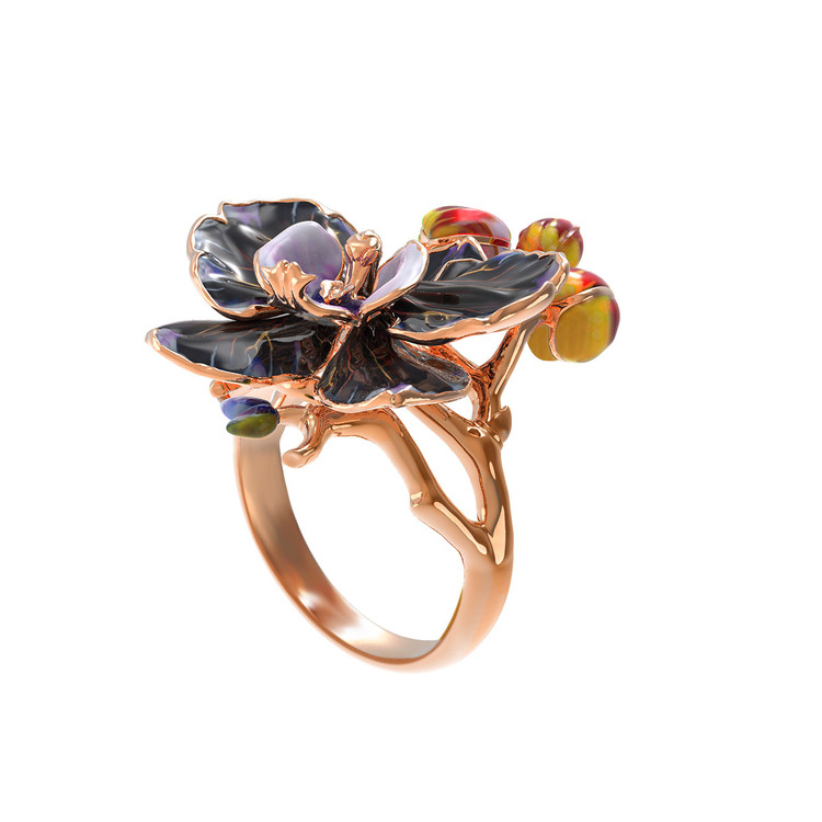 Кольцо из золота c эмалью