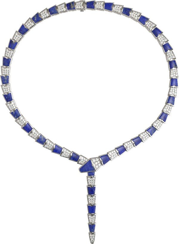 Колье из белого золота c бриллиантами и лазуритом