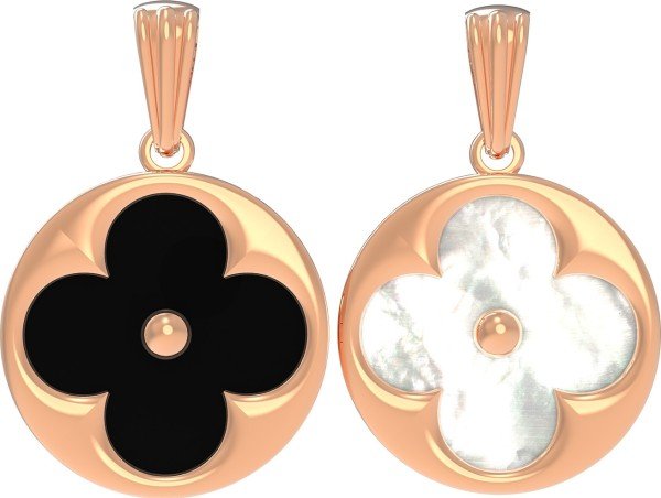 Подвеска из золота c ониксом и перламутром