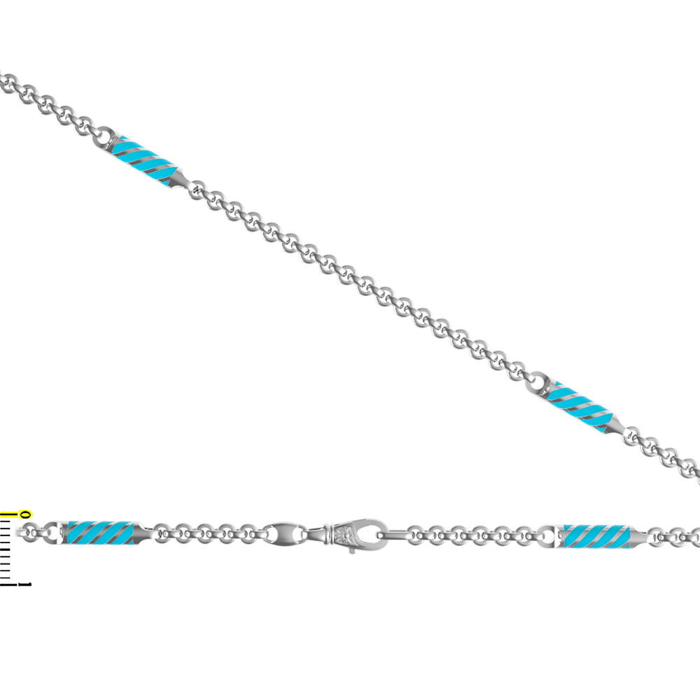 Цепь из белого золота c эмалью