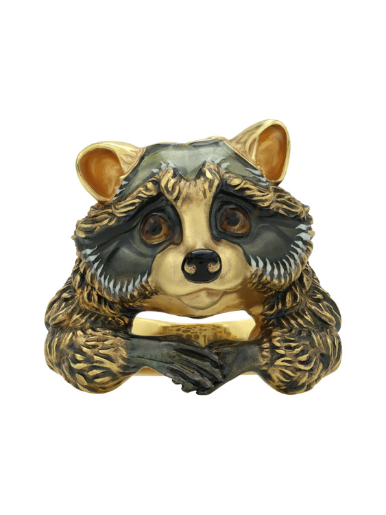 Кольцо из лимонного золота c эмалью