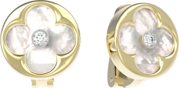 Серьги из лимонного золота c бриллиантами и перламутром