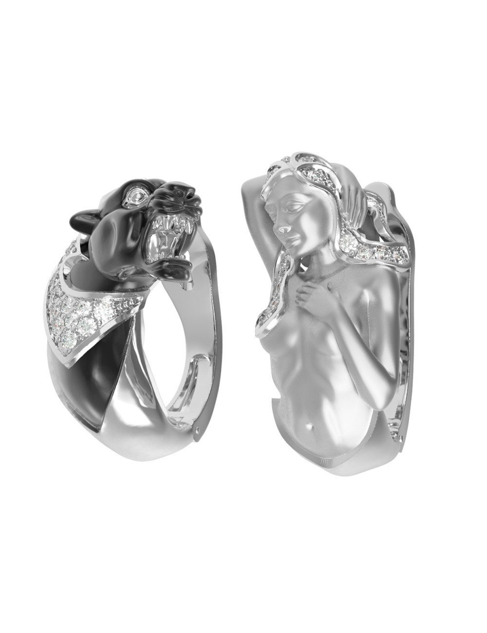 Серьги из белого золота 585 пробы c фианитом