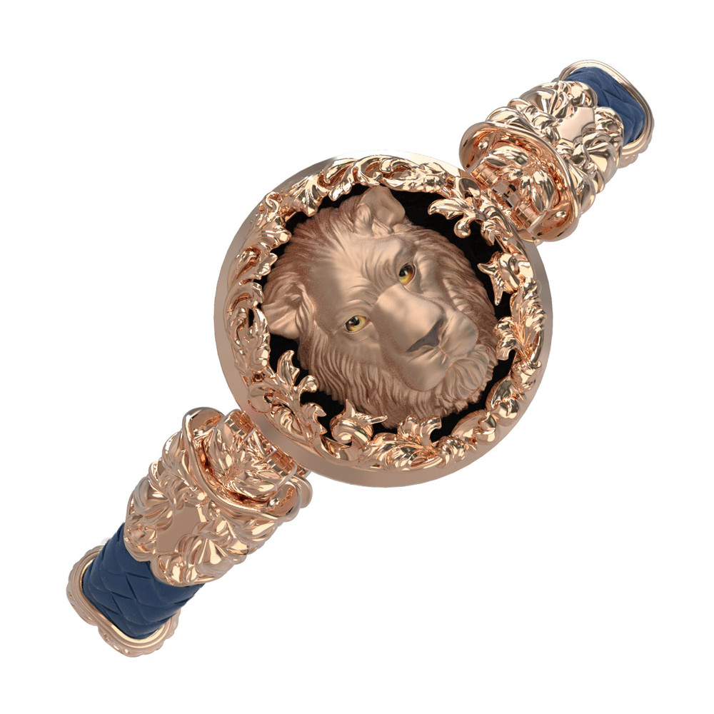 Браслет из золота c кожаным шнурком и ониксом