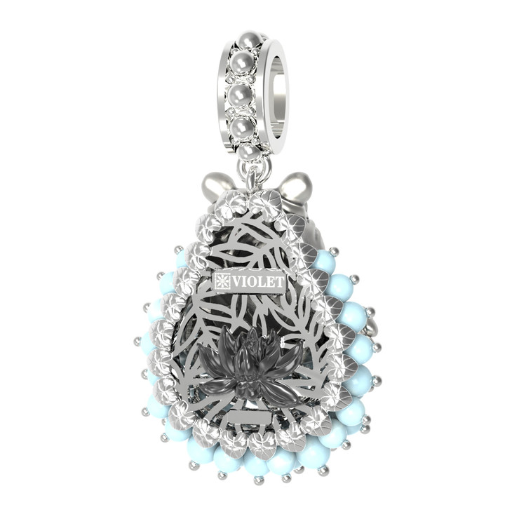 Подвеска из белого золота c эмалью и бирюзой