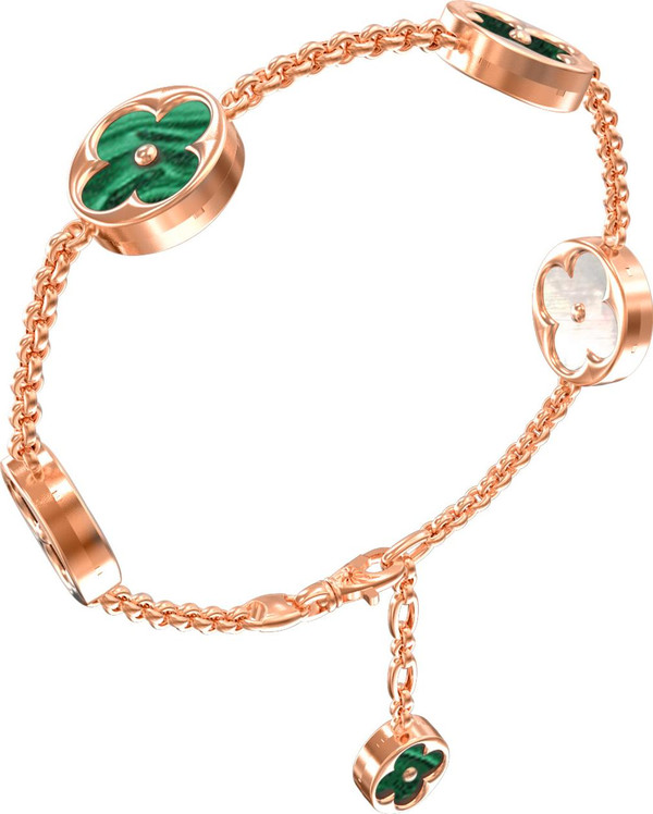 Браслет из золота c малахитом и перламутром