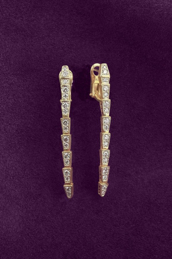 Серьги из лимонного золота 585 пробы c бриллиантами