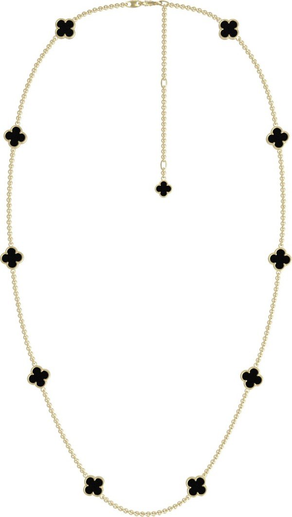 Колье из лимонного золота 585 пробы c ониксом