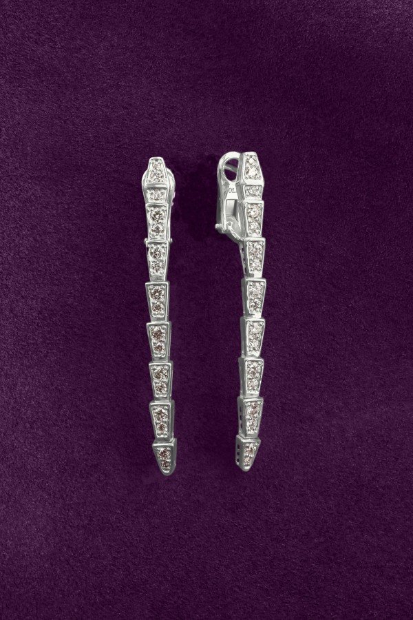 Серьги из белого золота 585 пробы c бриллиантами
