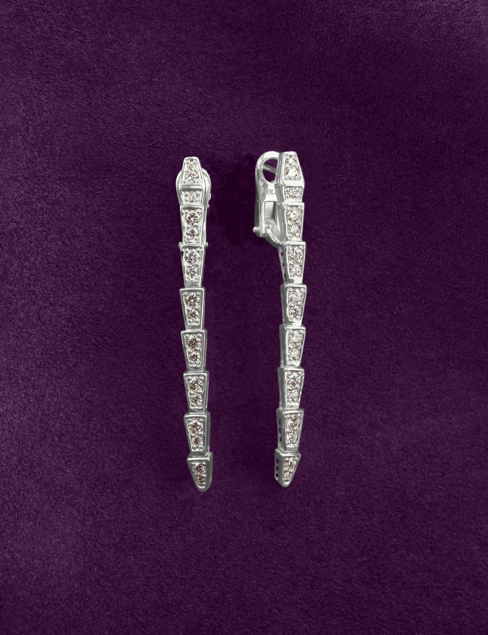 Серьги из белого золота 585 пробы c бриллиантами