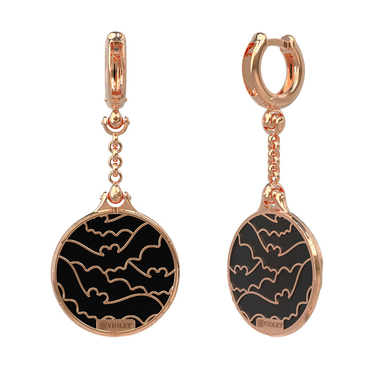 Серьги из золота c эмалью и ониксом