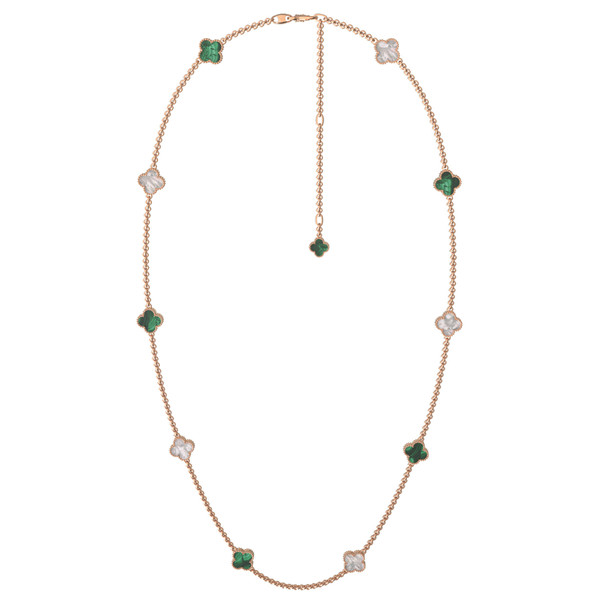 Колье из золота c малахитом и перламутром