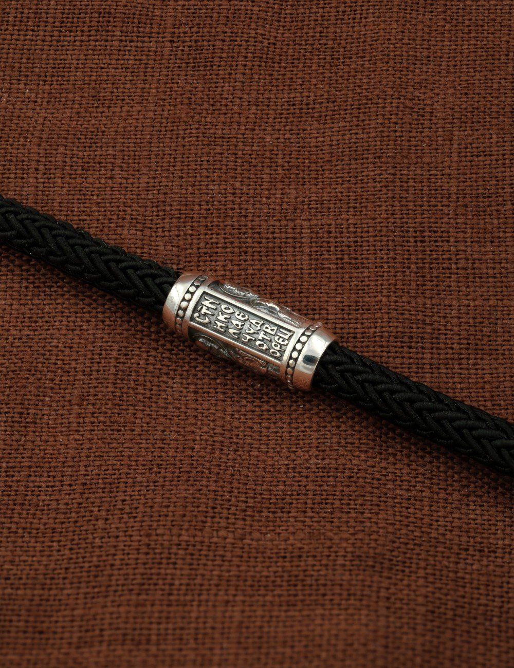 Гайтан из серебра 960 пробы c кожаным шнурком