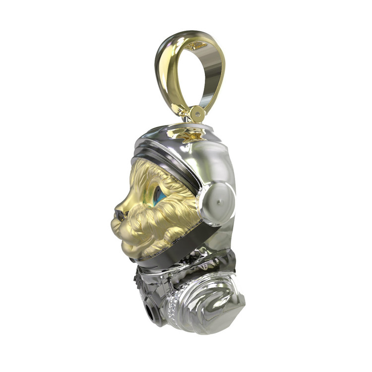 Подвеска из лимонного золота c эмалью, бриллиантами и рубином