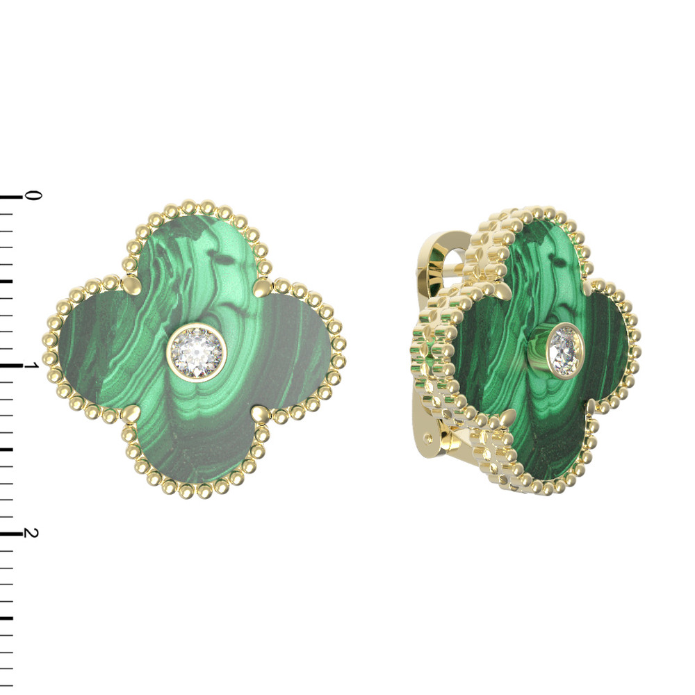 Серьги из лимонного золота c бриллиантами и малахитом