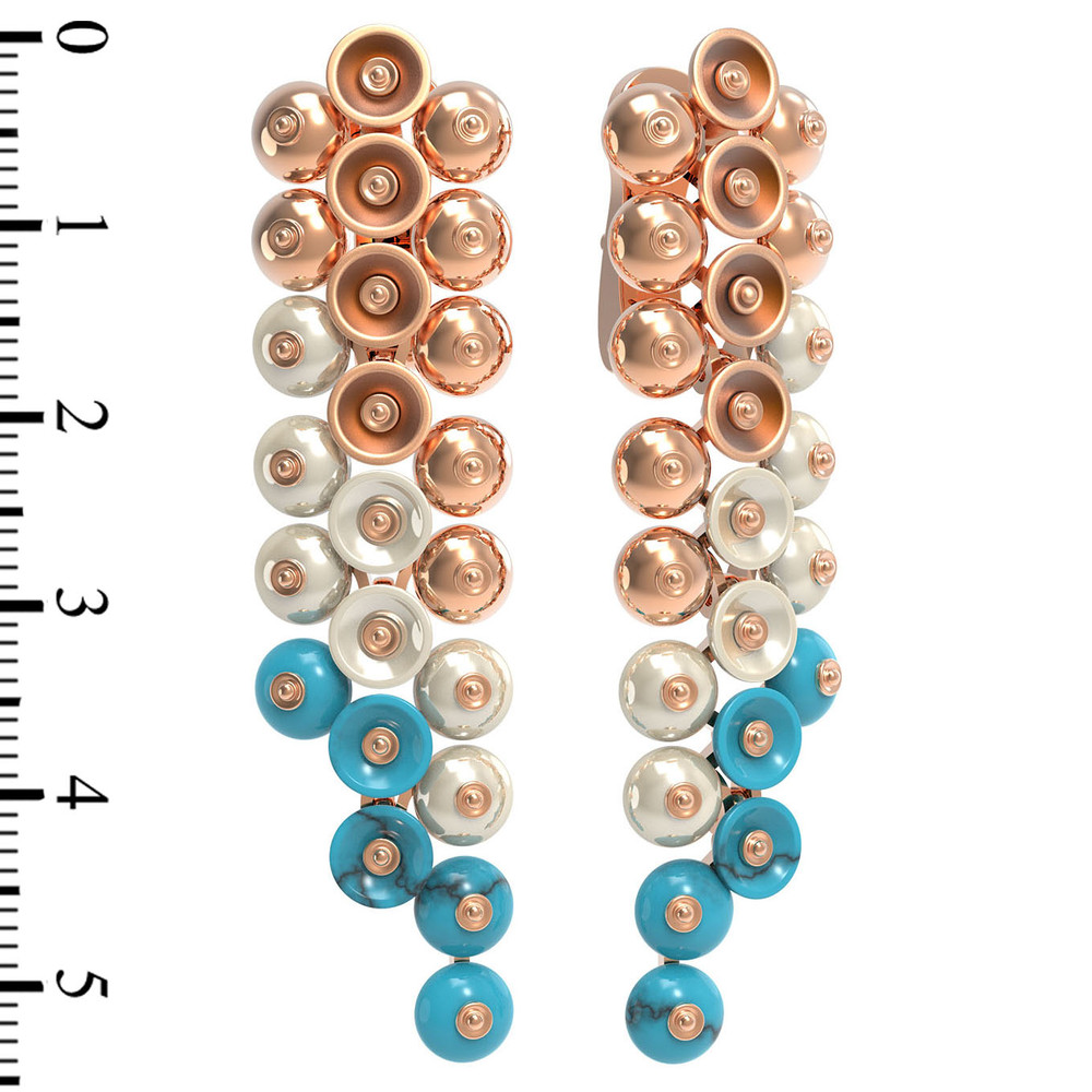 Серьги из золота c бирюзой и перламутром