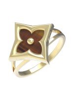 Кольцо из лимонного золота 585 пробы c тигровым глазом