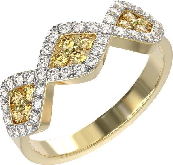 Кольцо из лимонного золота c бриллиантами