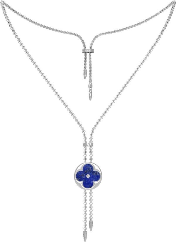 Колье из белого золота c лазуритом и перламутром