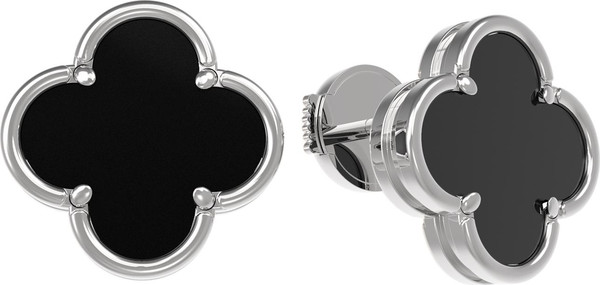 Серьги из белого золота c ониксом