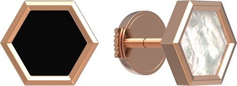 Серьги из золота 585 пробы c ониксом и перламутром