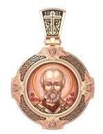 Образок из золота 585 пробы c эмалью и иконописью