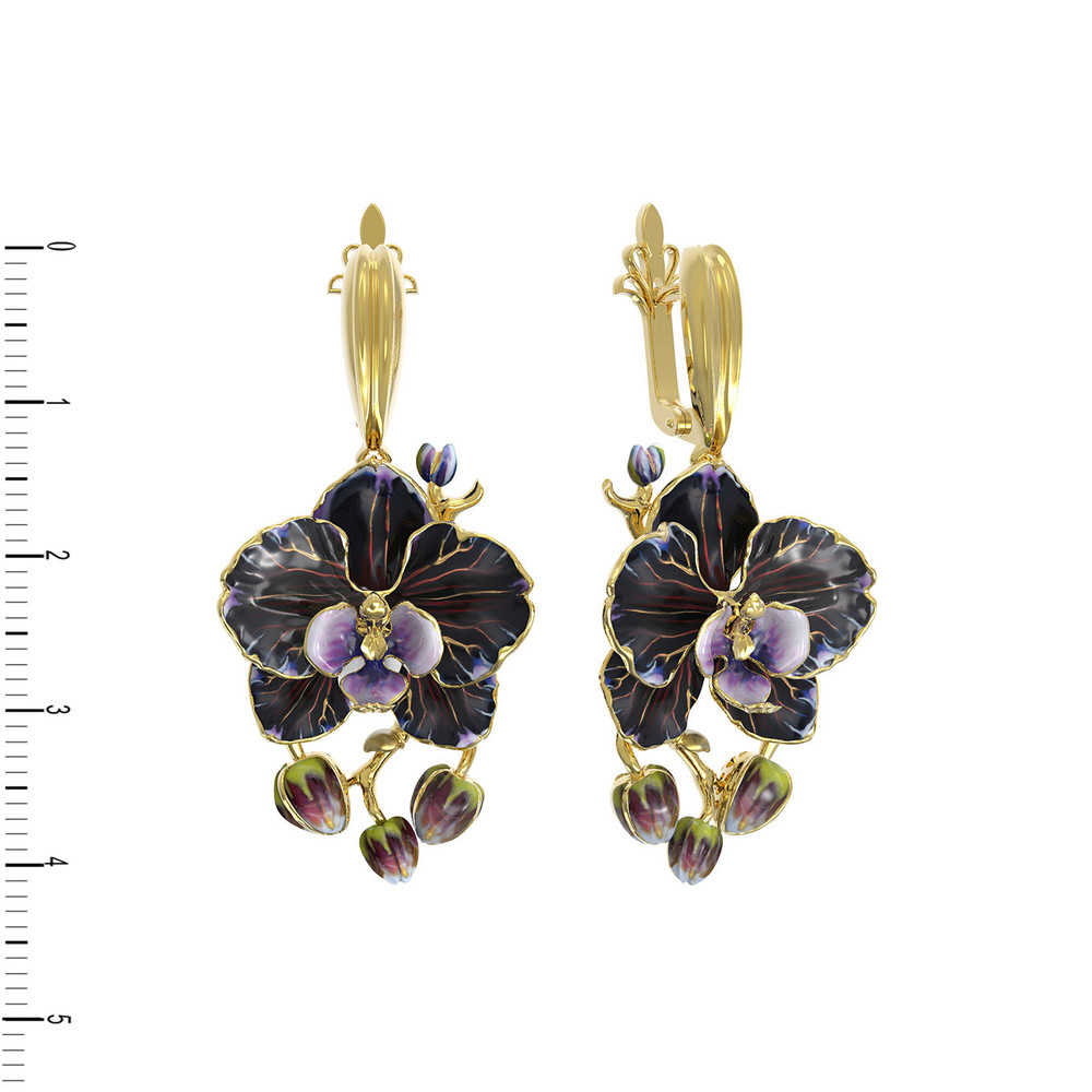 Серьги из лимонного золота c эмалью